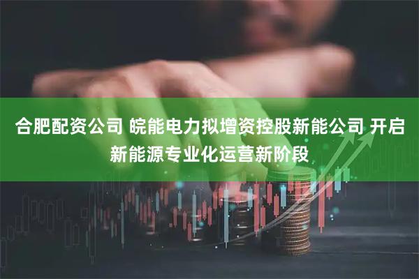 合肥配资公司 皖能电力拟增资控股新能公司 开启新能源专业化运营新阶段